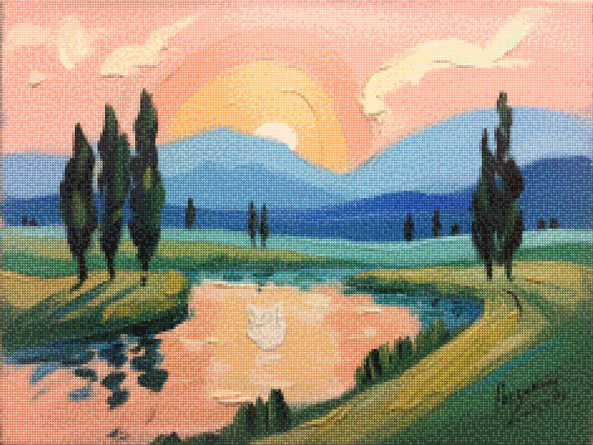 Diamond Painting - Perzik-geschilderde avonden