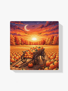 Diamond Painting - Pompoenkar bij zonsondergang