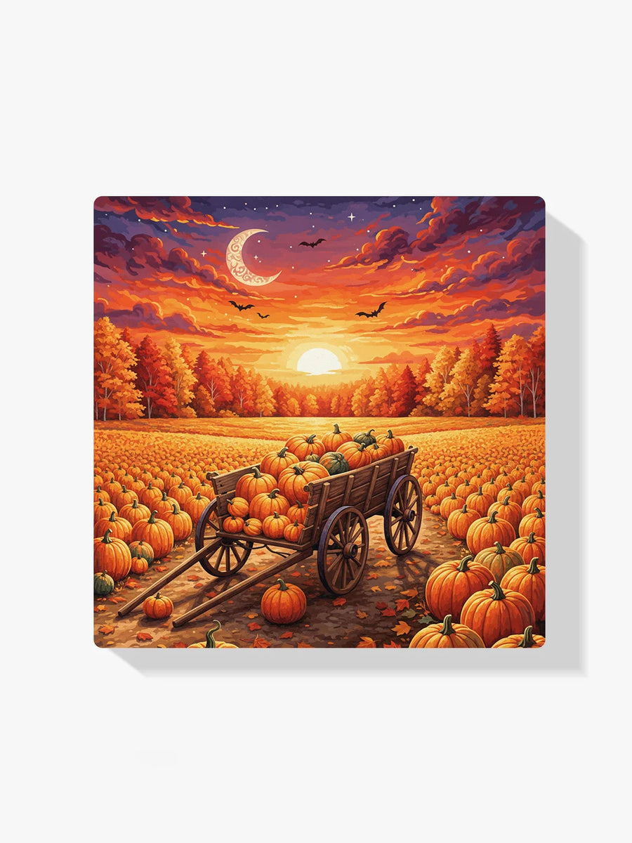 Diamond Painting - Pompoenkar bij zonsondergang