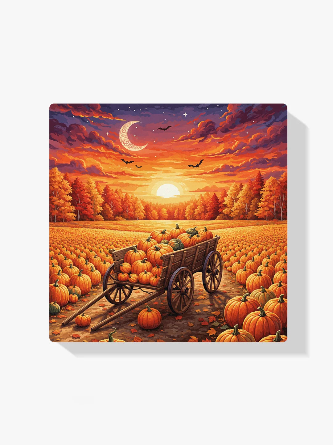 Diamond Painting - Pompoenkar bij zonsondergang
