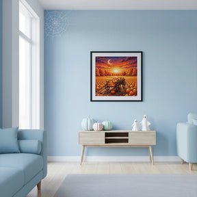 Diamond Painting - Pompoenkar bij zonsondergang