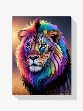 Diamond Painting - Regenboog leeuwengezicht met heldere, wervelende kleuren