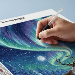 Diamond Painting - Rendieren onder het Noorderlicht