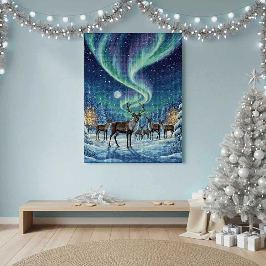 Diamond Painting - Rendieren onder het Noorderlicht