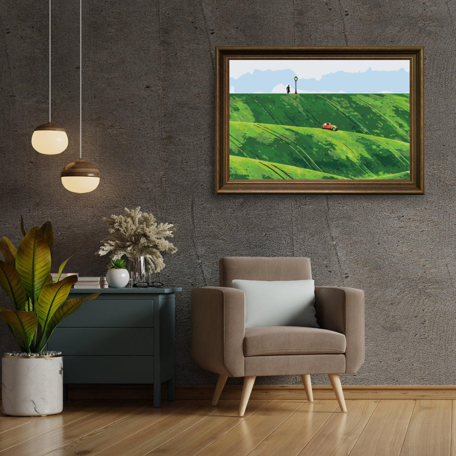 Diamond Painting - Rode auto in de heuvels - SEOS Shop ®