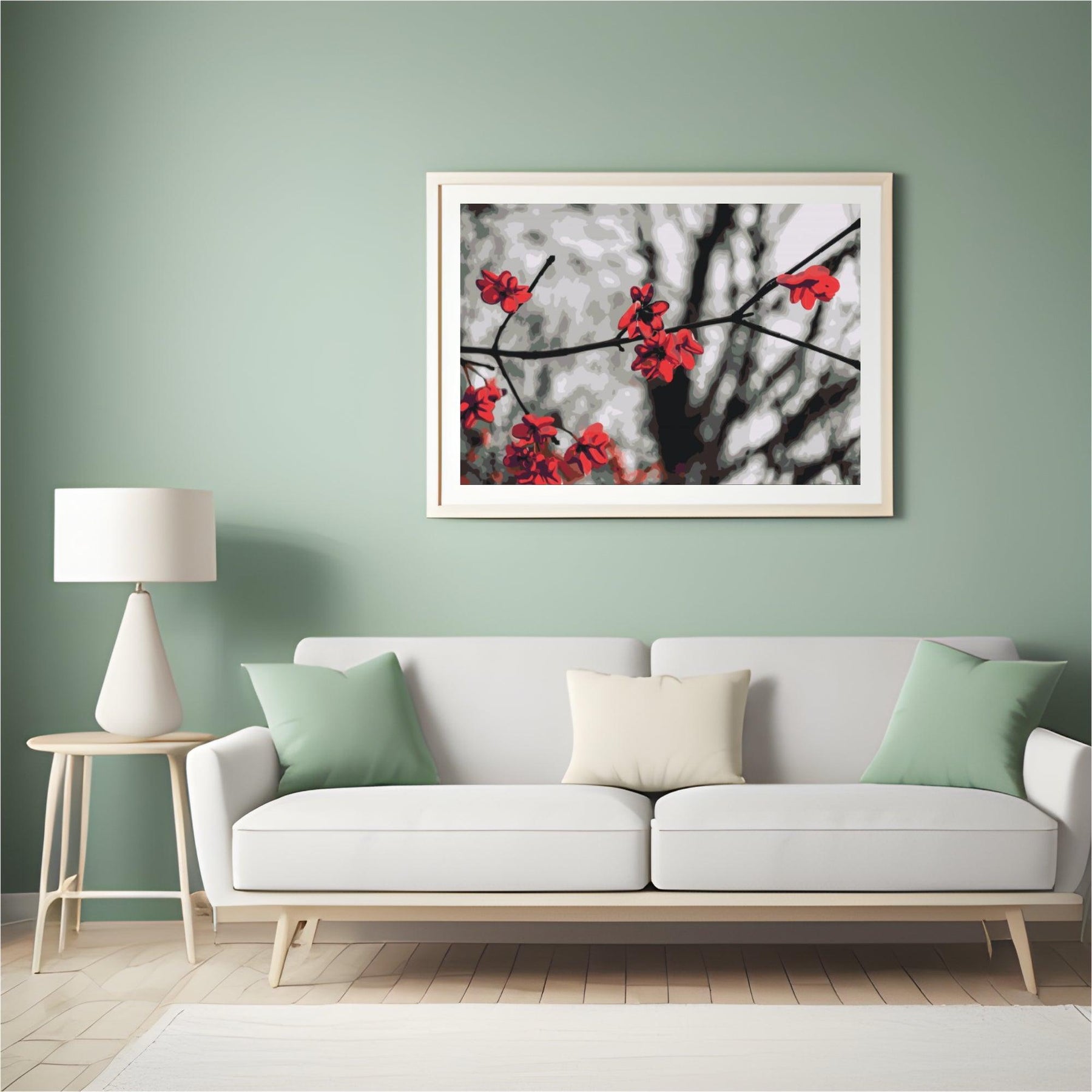 Diamond Painting - Rode bloemen aan de boom - SEOS Shop ®