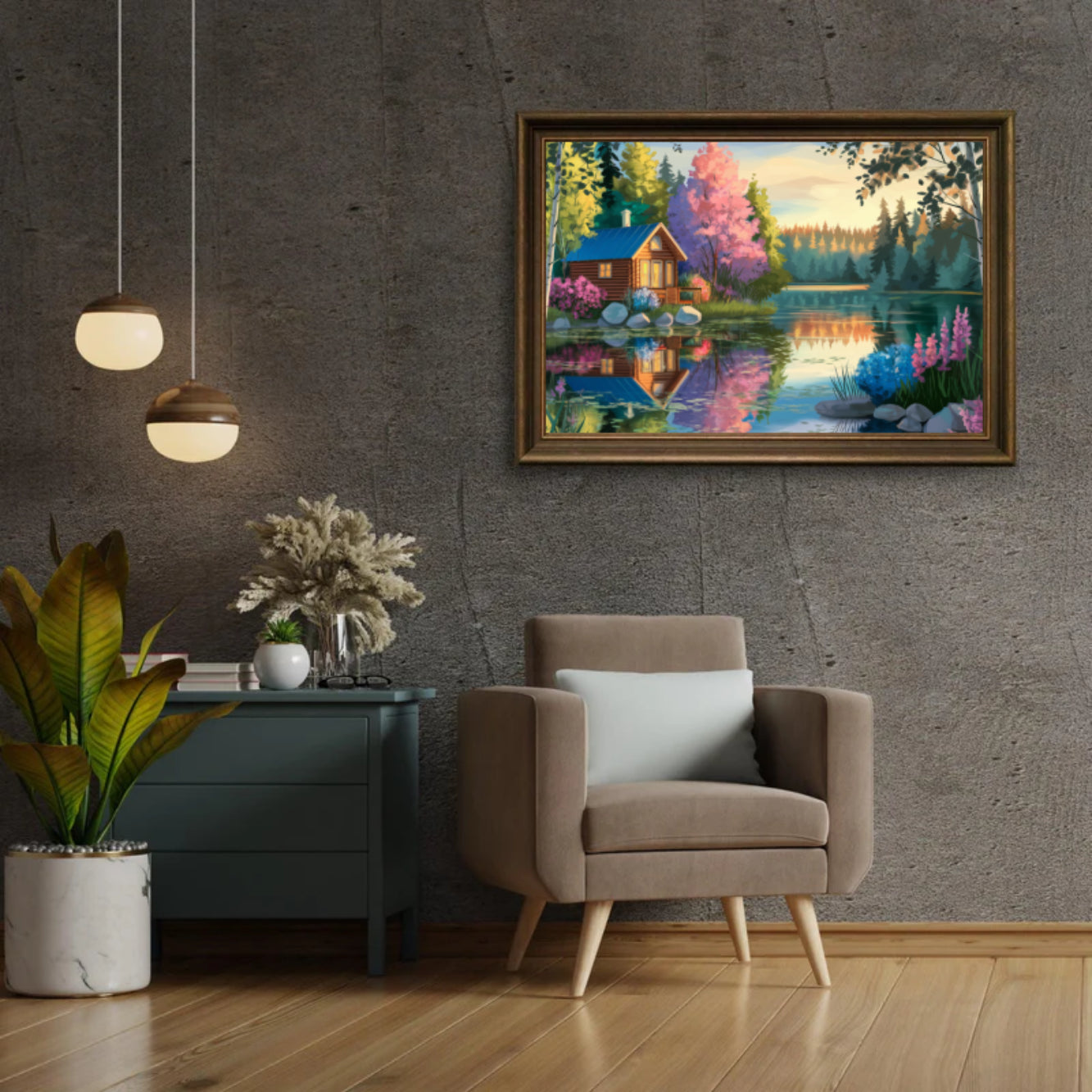 Diamond Painting -  Rustige hut aan het meer