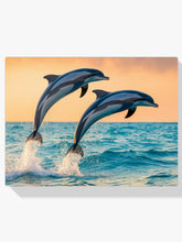 Diamond Painting - Sierlijk dolfijnenduo springend uit zee V1