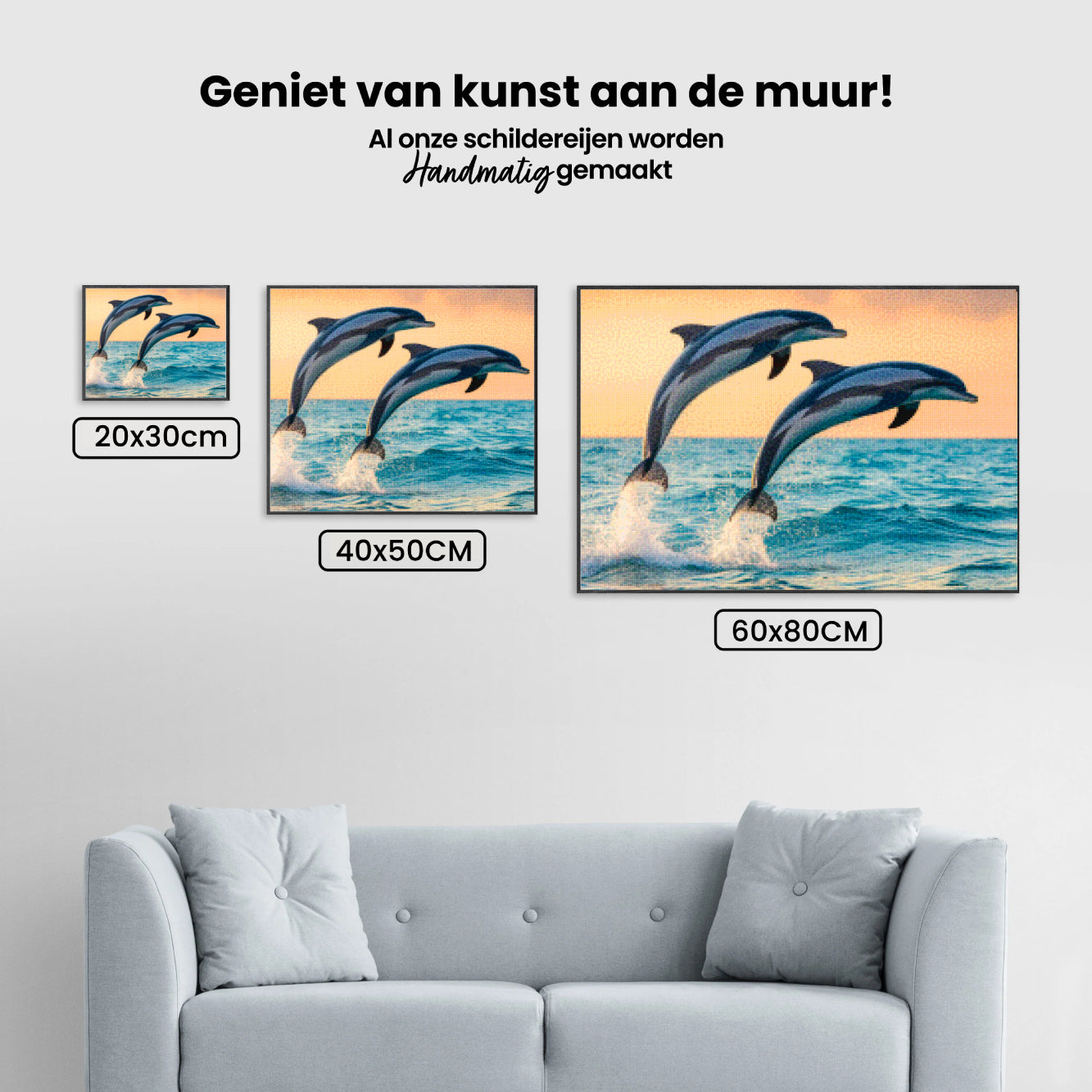 Diamond Painting - Sierlijk dolfijnenduo springend uit zee V1