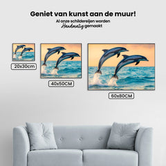 Diamond Painting - Sierlijk dolfijnenduo springend uit zee V1