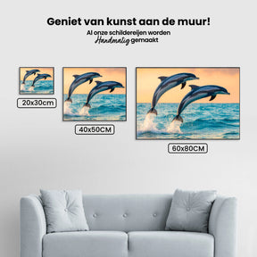 Diamond Painting - Sierlijk dolfijnenduo springend uit zee V1