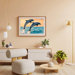 Diamond Painting - Sierlijk dolfijnenduo springend uit zee V1