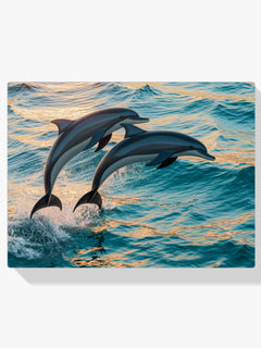 Diamond Painting - Sierlijk dolfijnenduo springend uit zee V2