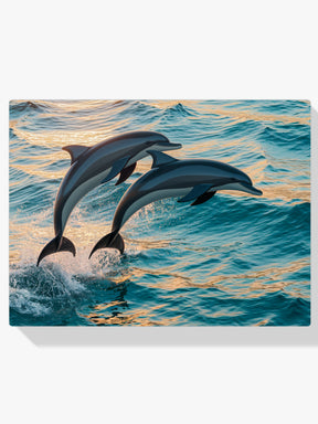 Diamond Painting - Sierlijk dolfijnenduo springend uit zee V2