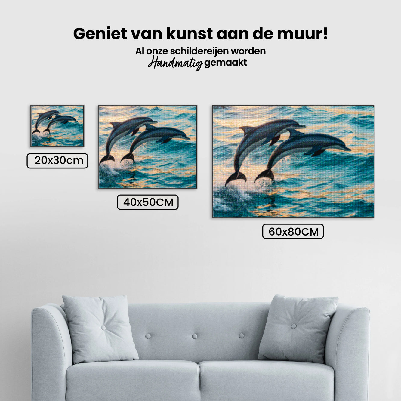 Diamond Painting - Sierlijk dolfijnenduo springend uit zee V2