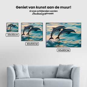 Diamond Painting - Sierlijk dolfijnenduo springend uit zee V2
