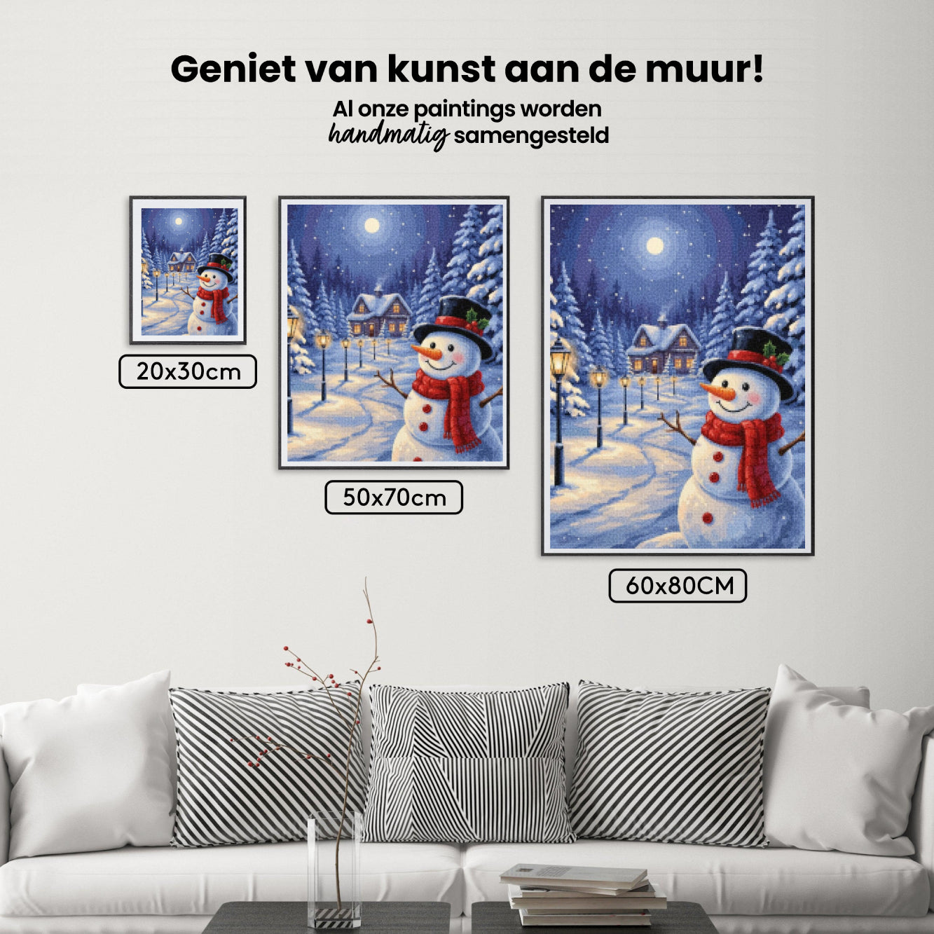 Diamond Painting - Sneeuwpop bij het lantaarnpad