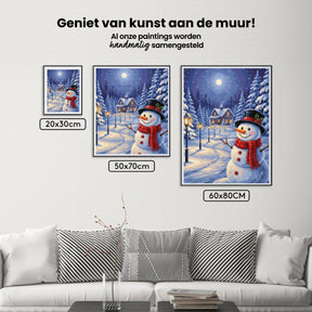Diamond Painting - Sneeuwpop bij het lantaarnpad