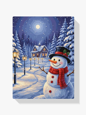 Diamond Painting - Sneeuwpop bij het lantaarnpad