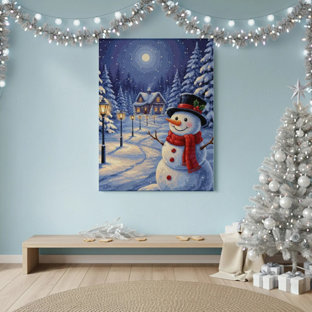 Diamond Painting - Sneeuwpop bij het lantaarnpad
