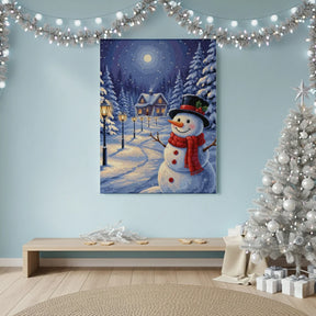 Diamond Painting - Sneeuwpop bij het lantaarnpad