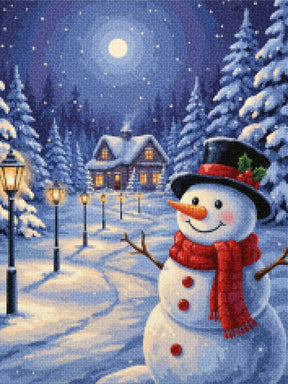 Diamond Painting - Sneeuwpop bij het lantaarnpad