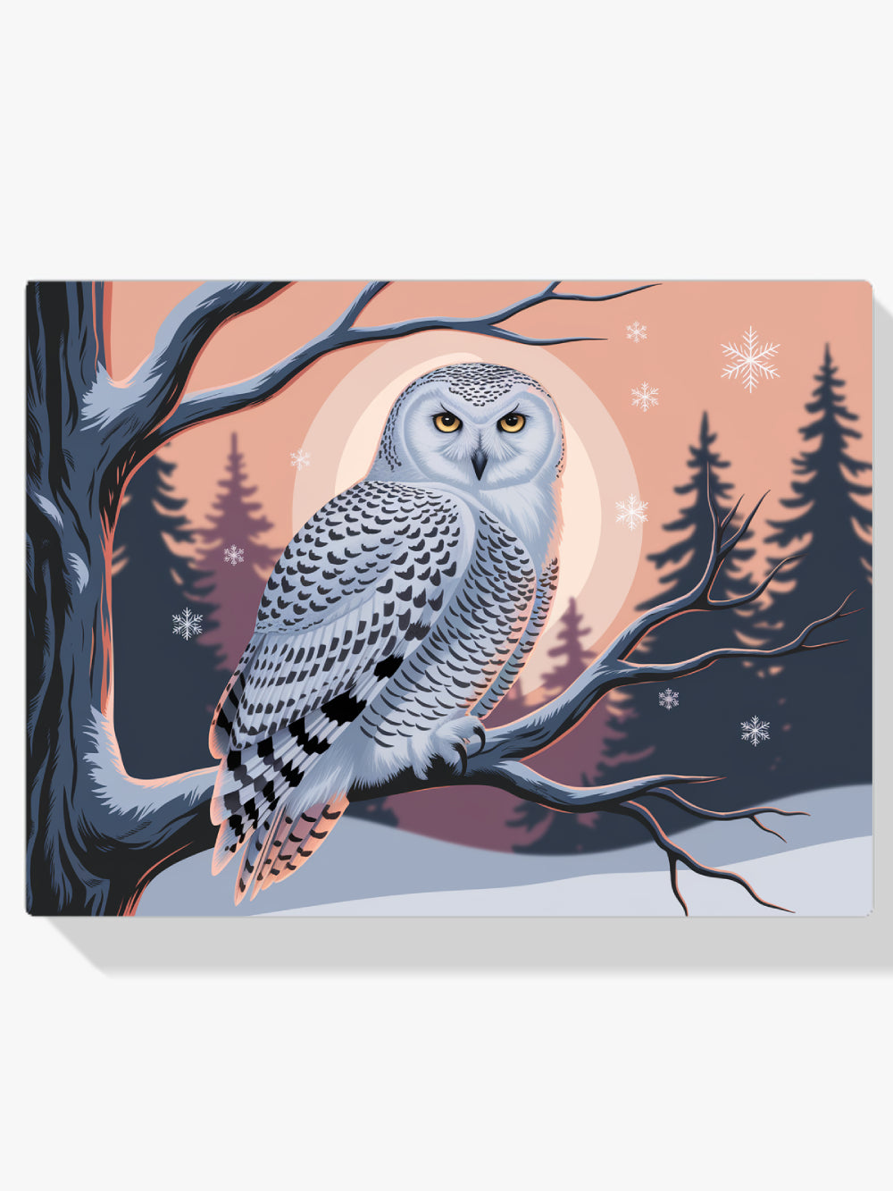 Diamond Painting - Sneeuwuil met doordringende gele ogen