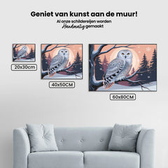 Diamond Painting - Sneeuwuil met doordringende gele ogen