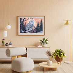 Diamond Painting - Sneeuwuil met doordringende gele ogen