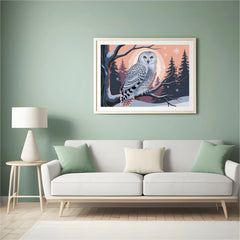 Diamond Painting - Sneeuwuil met doordringende gele ogen