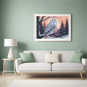 Diamond Painting - Sneeuwuil met doordringende gele ogen