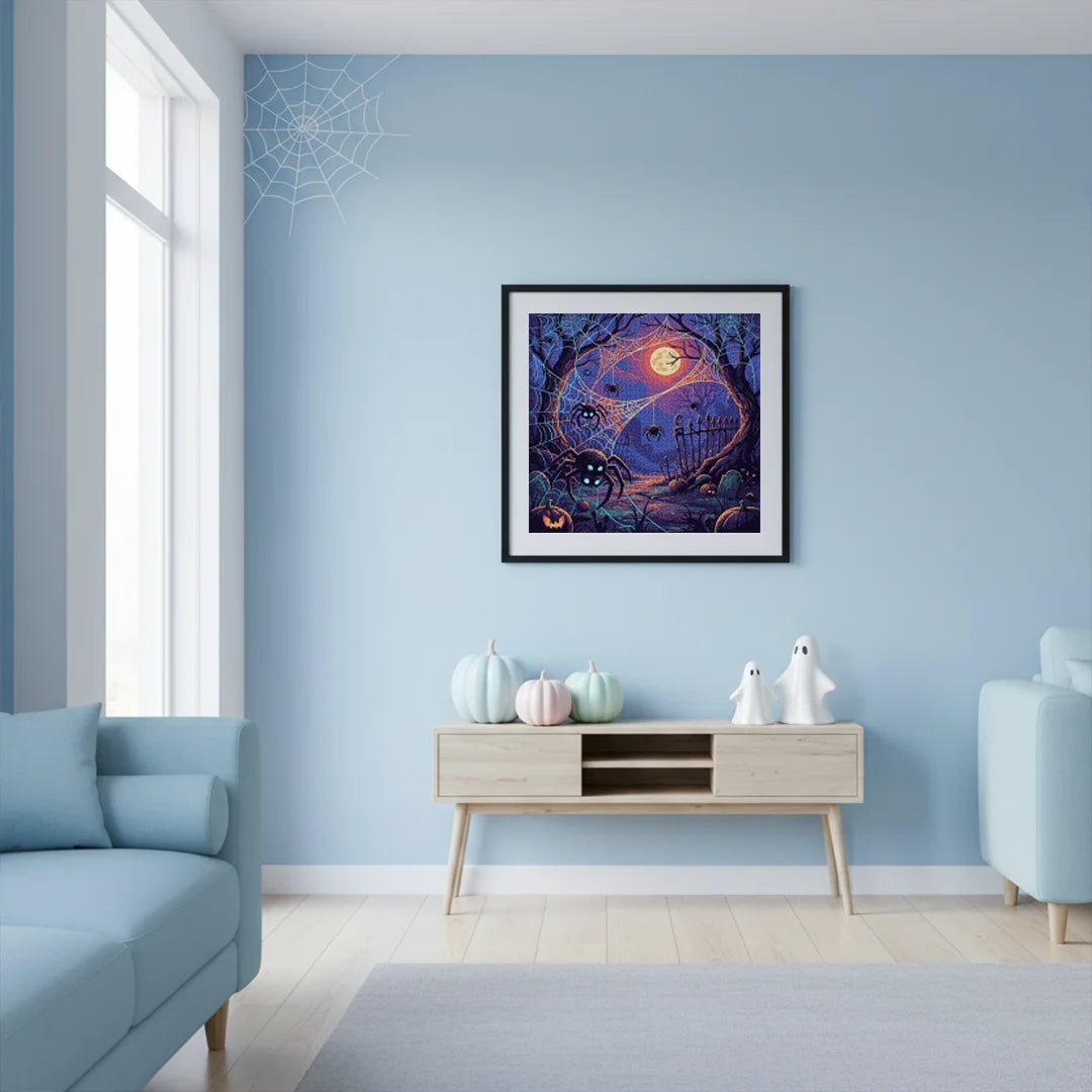 Diamond Painting - Spinnen en webben gloeien