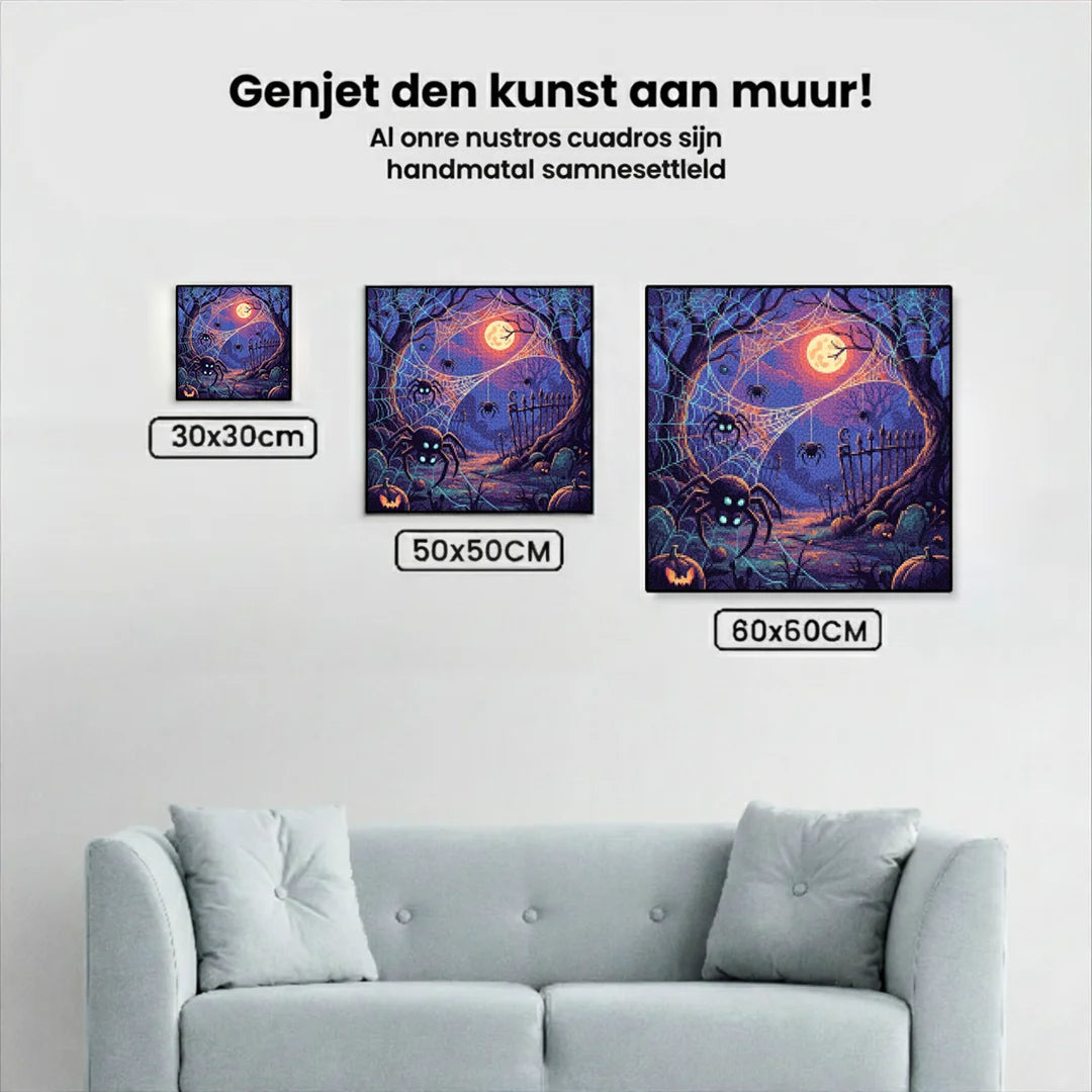 Diamond Painting - Spinnen en webben gloeien