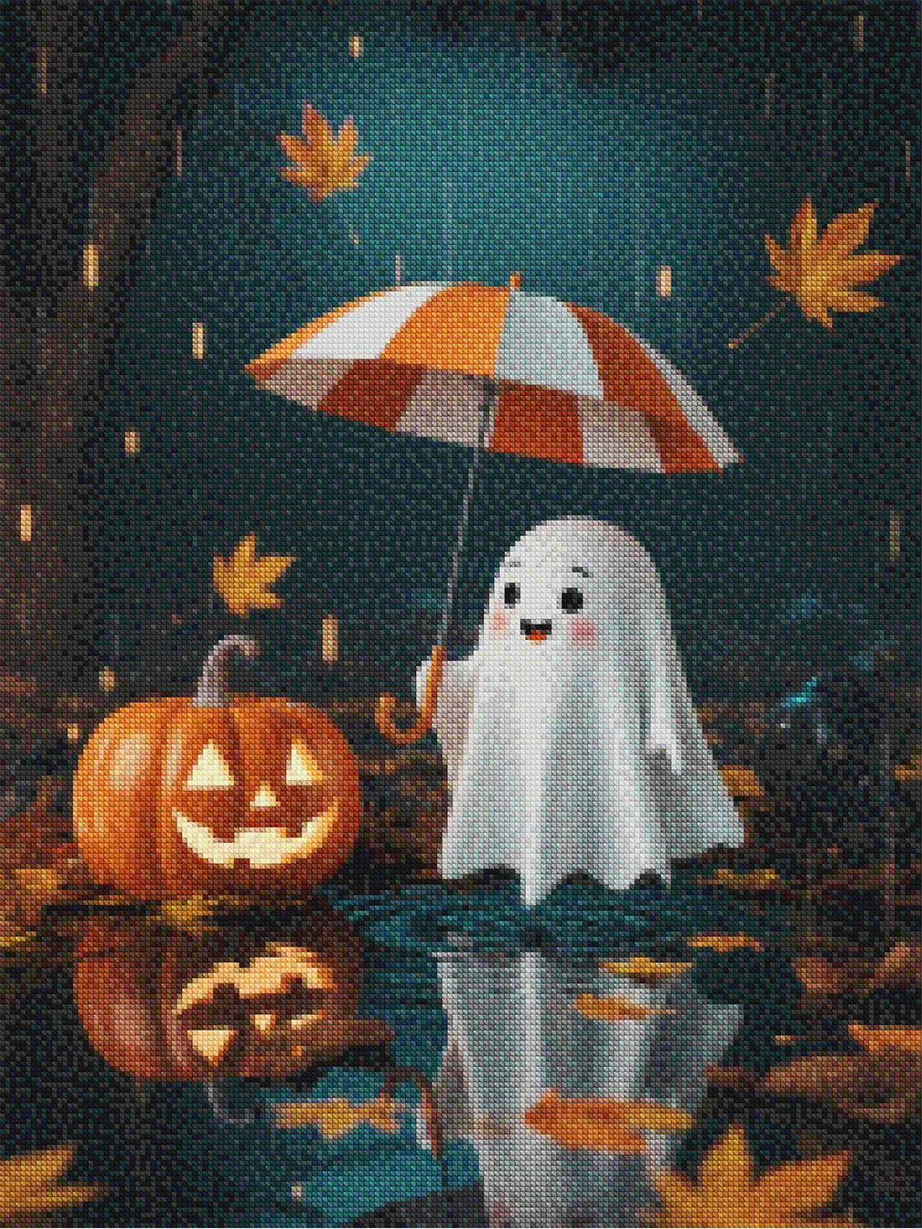 Diamond Painting - Spook met pompoen in de regen