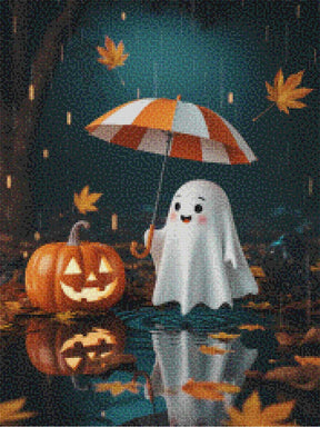 Diamond Painting - Spook met pompoen in de regen