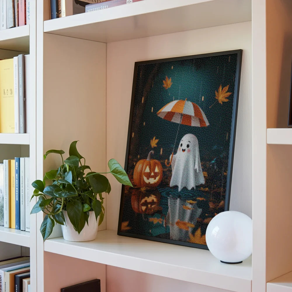 Diamond Painting - Spook met pompoen in de regen