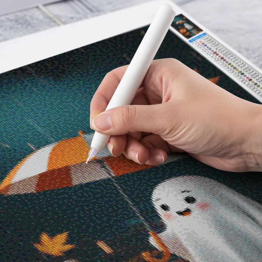 Diamond Painting - Spook met pompoen in de regen
