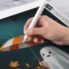 Diamond Painting - Spook met pompoen in de regen