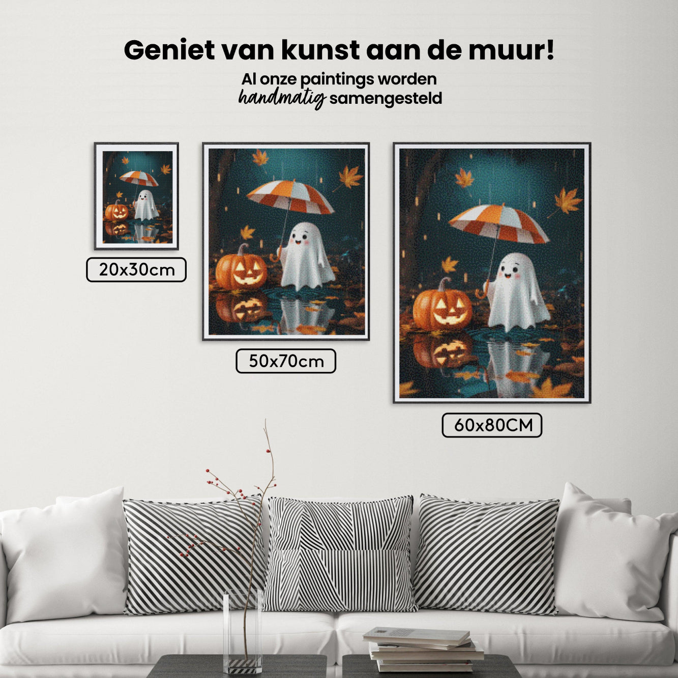 Diamond Painting - Spook met pompoen in de regen