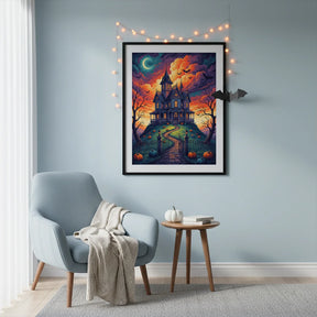 Diamond Painting - Spookachtig landhuis op de heuvel