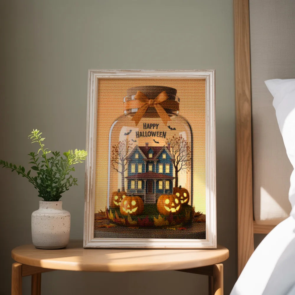 Diamond Painting - Spookachtige pot met pompoenen
