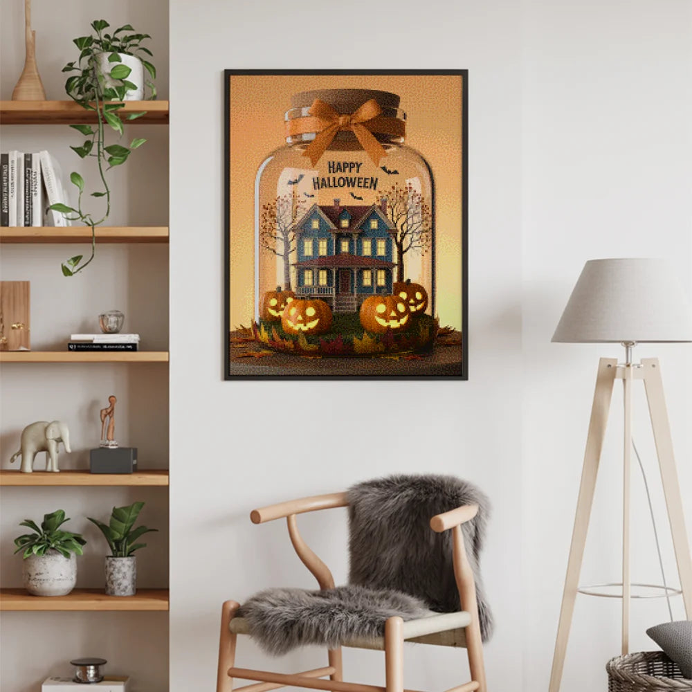 Diamond Painting - Spookachtige pot met pompoenen