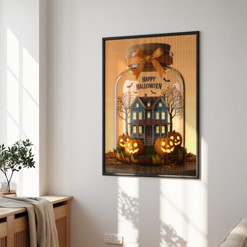Diamond Painting - Spookachtige pot met pompoenen
