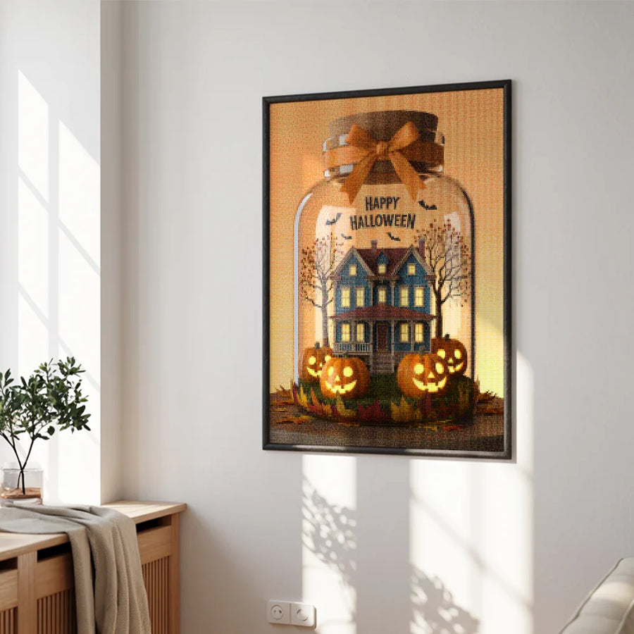 Diamond Painting - Spookachtige pot met pompoenen