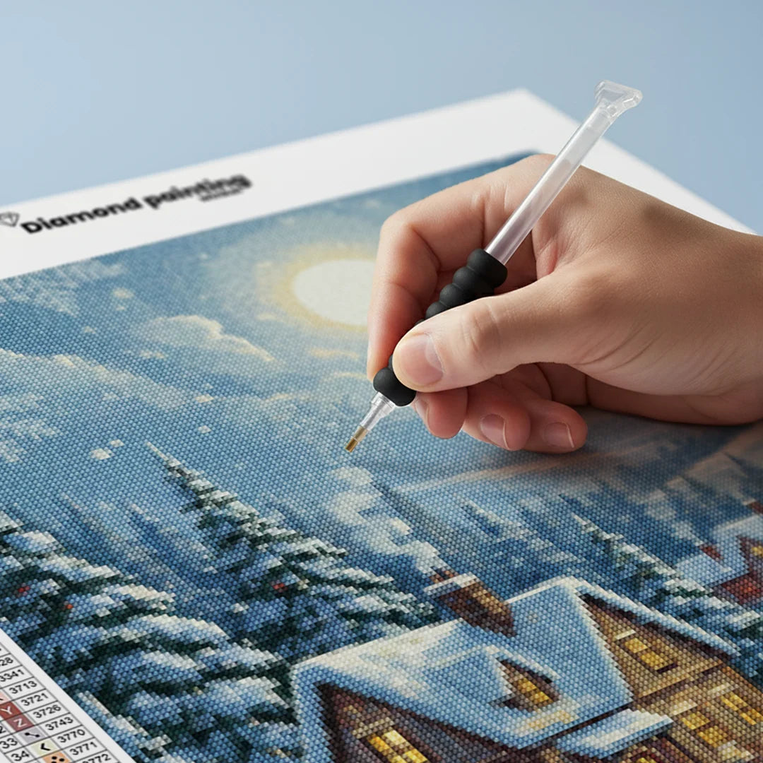 Diamond Painting - Stille nacht sneeuw dorp