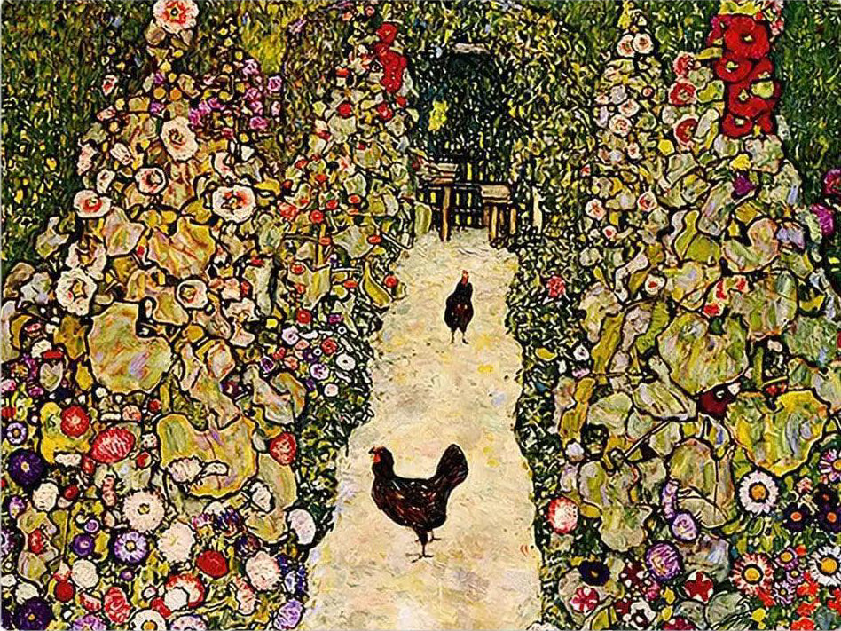 Diamond Painting - Tuinpad met kippen