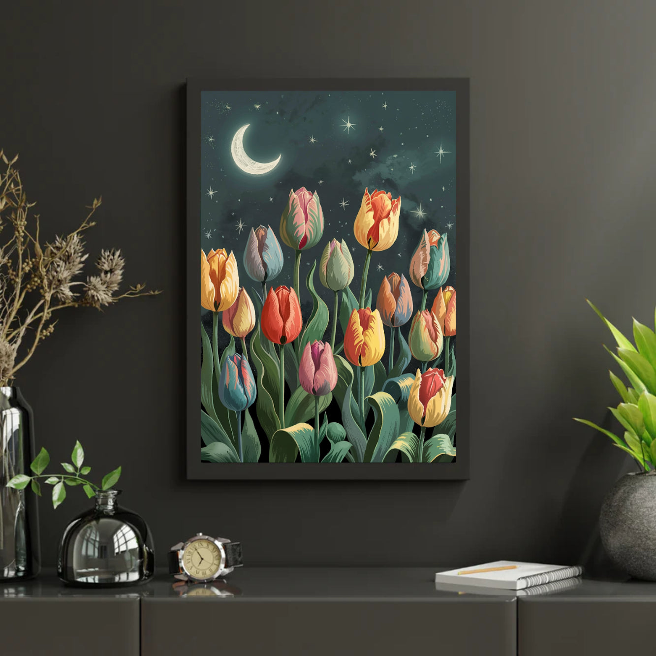 Diamond Painting - Tulpen bij maanlicht