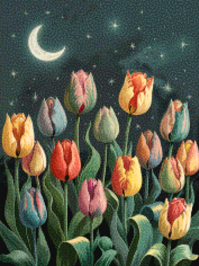 Diamond Painting - Tulpen bij maanlicht
