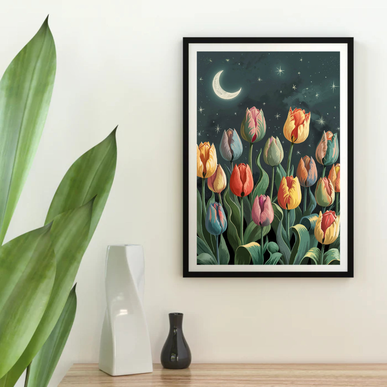 Diamond Painting - Tulpen bij maanlicht