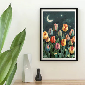 Diamond Painting - Tulpen bij maanlicht